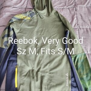 Reebok Men's Green and Blue Hoodie